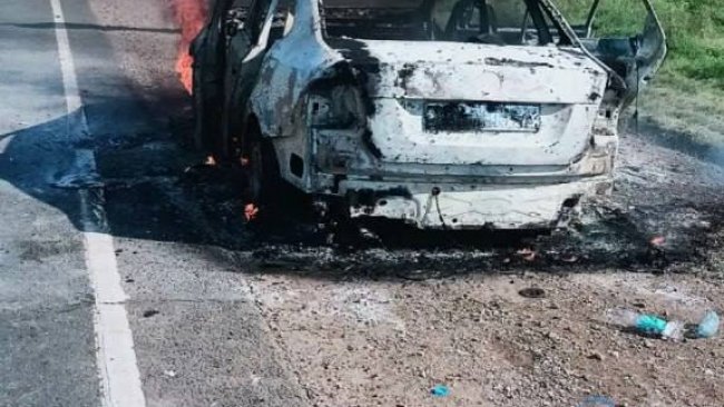 Volkswagen сгорел после лобового ДТП на трассе Оренбург — Казань